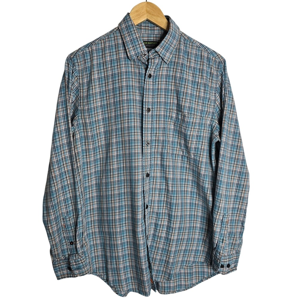 John Bartlett Consensus Mens Plaid Long Sleeve Button Down Shirt Size S‎ Cotton